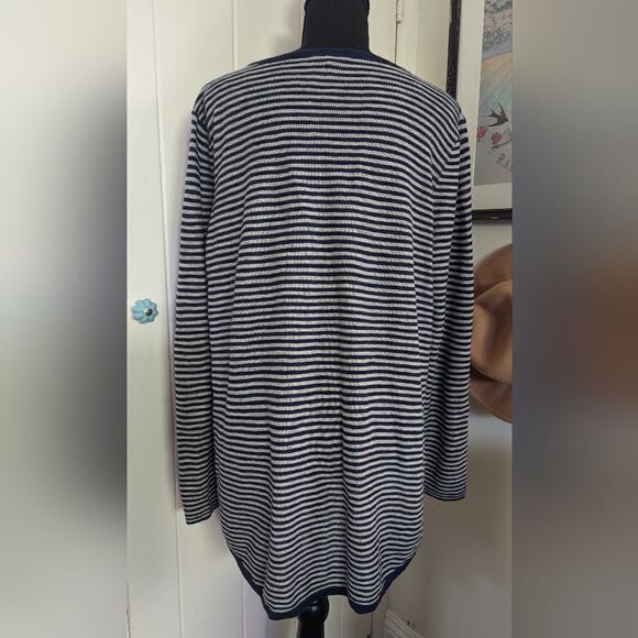 Eileen Fisher Organic Linen Striped Sweater LG Quiet Luxury Coastal Cowgirl - Picture 7 of 10